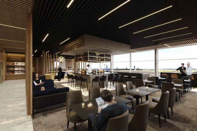 CGI of Newcastle Airport Lounge extension interiors