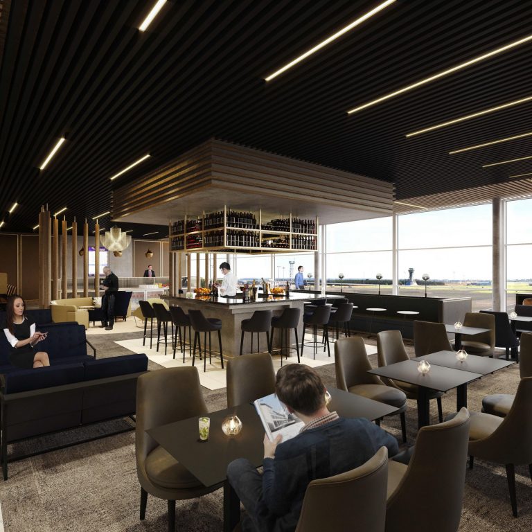 CGI of Newcastle Airport Lounge extension interiors